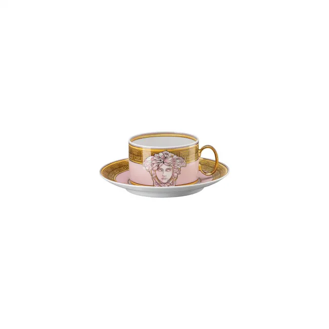 Medusa Amplified Pink Coin Tea Cup & Saucer 6 1/4 in