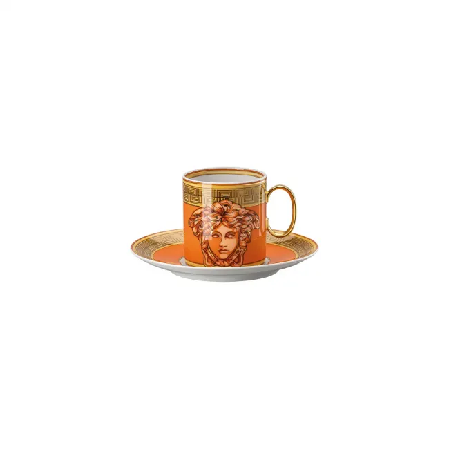 Medusa Amplified Orange Coin Coffee Cup & Saucer 6 in 6 in