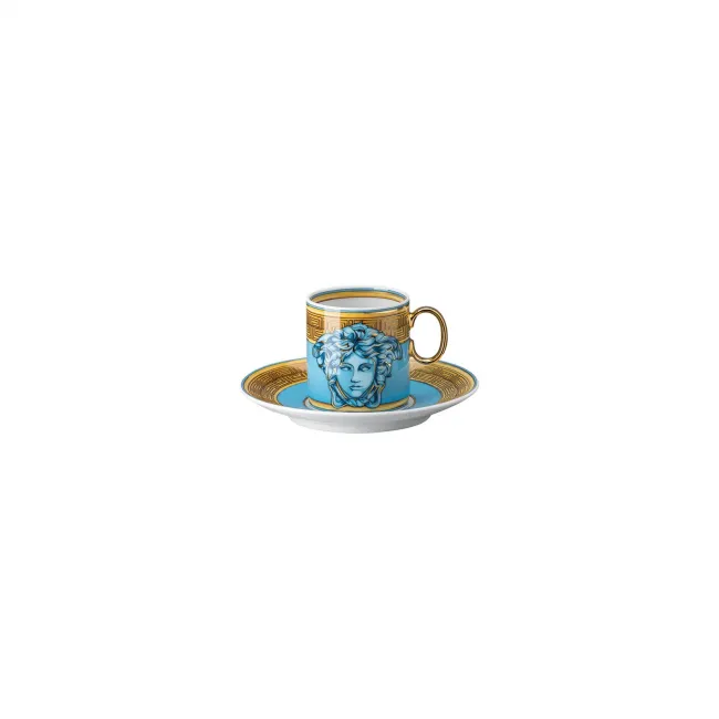 Medusa Amplified Blue Coin After Dinner Cup & Saucer 4 1/4 in