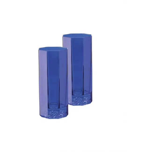 Medusa Lumiere Blue Long Drink Set Of Two 6 in 8 oz