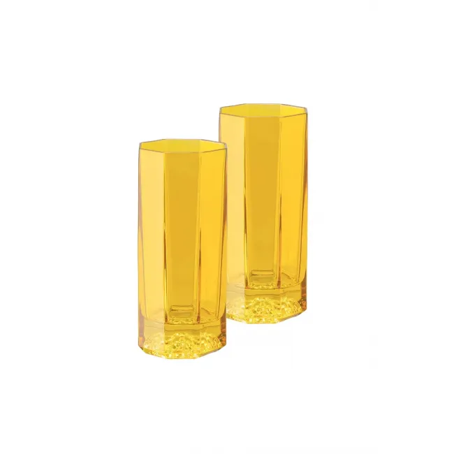 Medusa Lumiere Amber Long Drink Set Of Two 6 in 8 oz