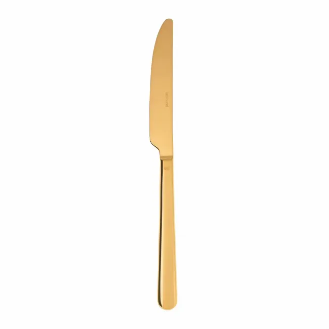 Linear Pvd Gold Dessert Knife Solid Handle 8 1/8 in 18/10 Stainless Steel Pvd Mirror