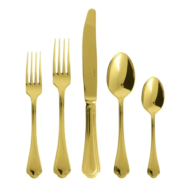 Filet Toiras Pvd Gold 5-Pc Place Setting Solid Handle 18/10 Stainless Steel Pvd Mirror