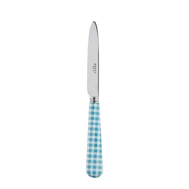 Gingham Turquoise Dessert Knife 8"