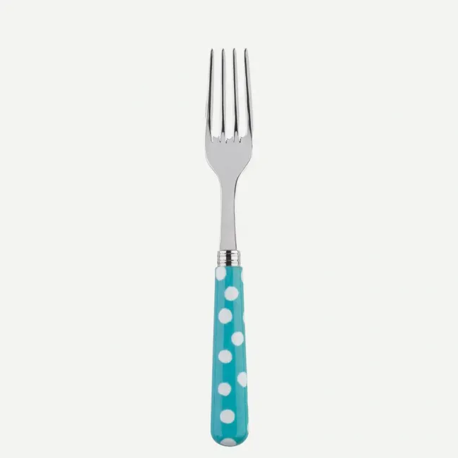 White Dots Turquoise Dinner Fork 8.5"