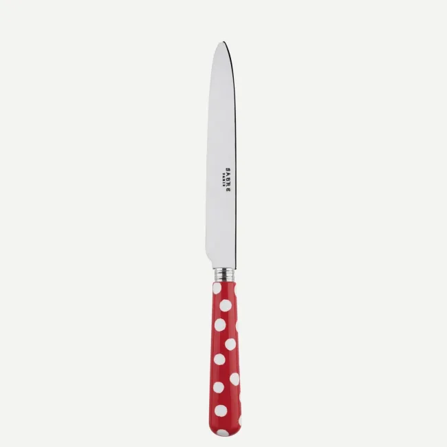 White Dots Red Dinner Knife 9.25"