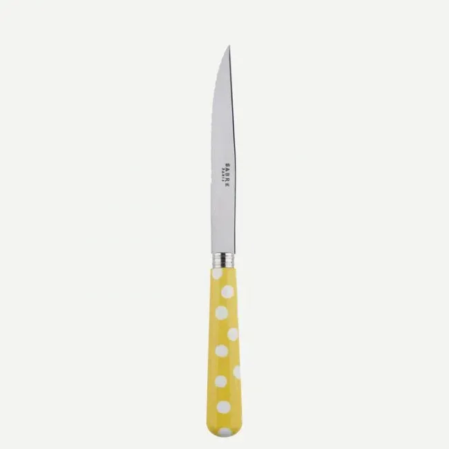 White Dots Yellow Steak Knife 9"