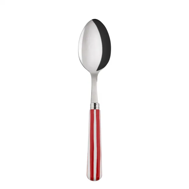 White Stripe Red Soup Spoon 8.5"