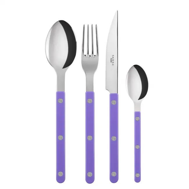 Bistrot Shiny Purple 4-Pc Setting (Dinner Knife, Dinner Fork, Soup Spoon, Teaspoon)