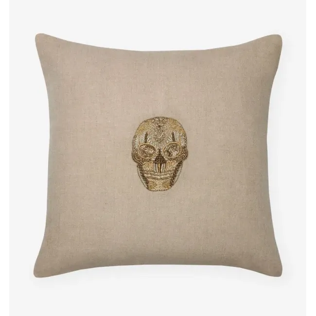 Skull Decorative Pillow 18 x 18 Gold