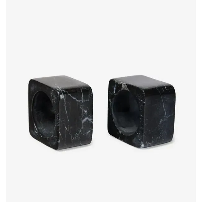 Quadrato Set of 2 Napkin Ring Boxed Black