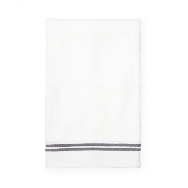 Aura White/Iron Double Woven Stripe Bath Towels