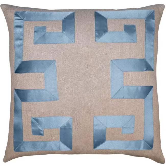 Empire Linen Slate Blue Ribbon Pillow