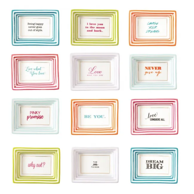 Petite Wise Sayings Set of 12 Trinket Trays in Gift Box Porcelain