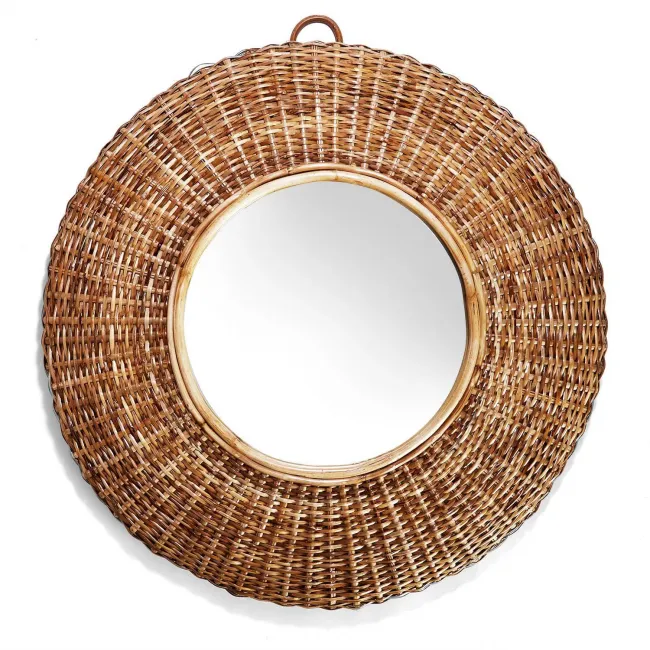 Woven Cane Hand-Crafted Wall Mirror Cane/ Glass