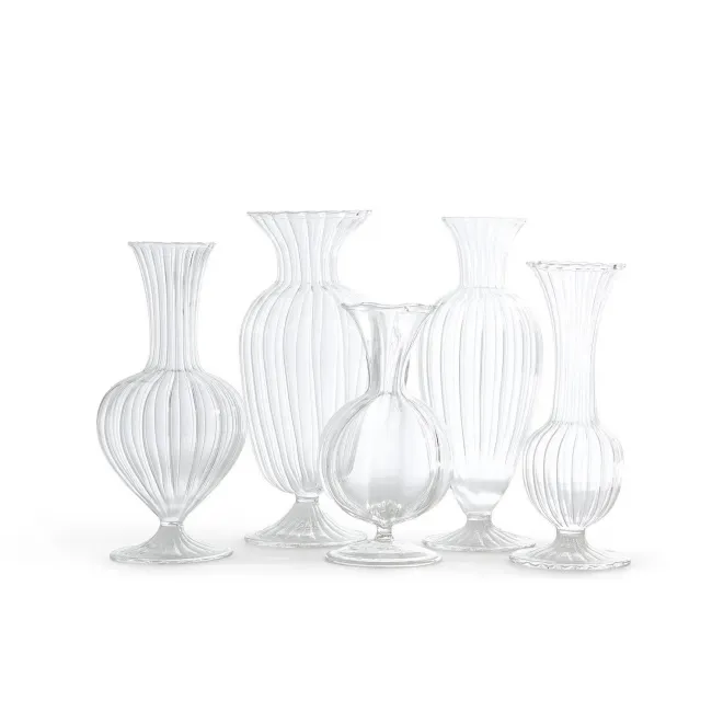 Two's Company Verre Set of 5 Fluted Vases HandBlown Glass Gracious Style