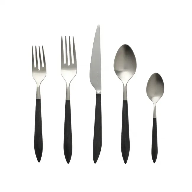 Ares Argento & Black Five-Piece Place Setting, Set of 4