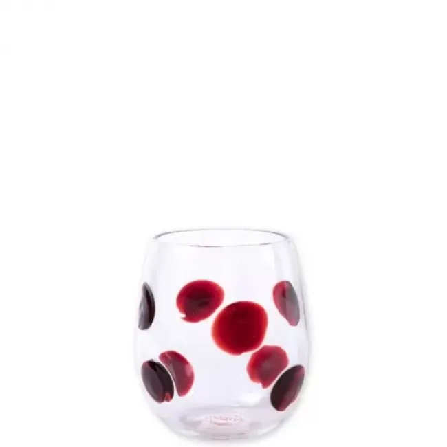 Drop Red Stemless Wine Glass 4"H, 10 oz