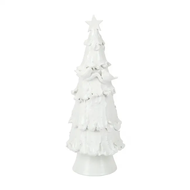 Foresta White Large Tree with Red Birds & Star 18.5"H