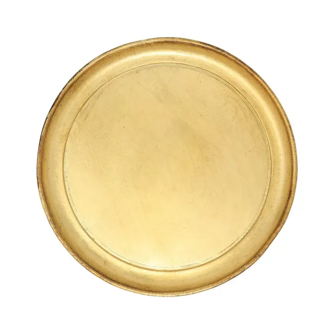 Florentine Wooden Accessories Gold Small Round Tray 9.75"D