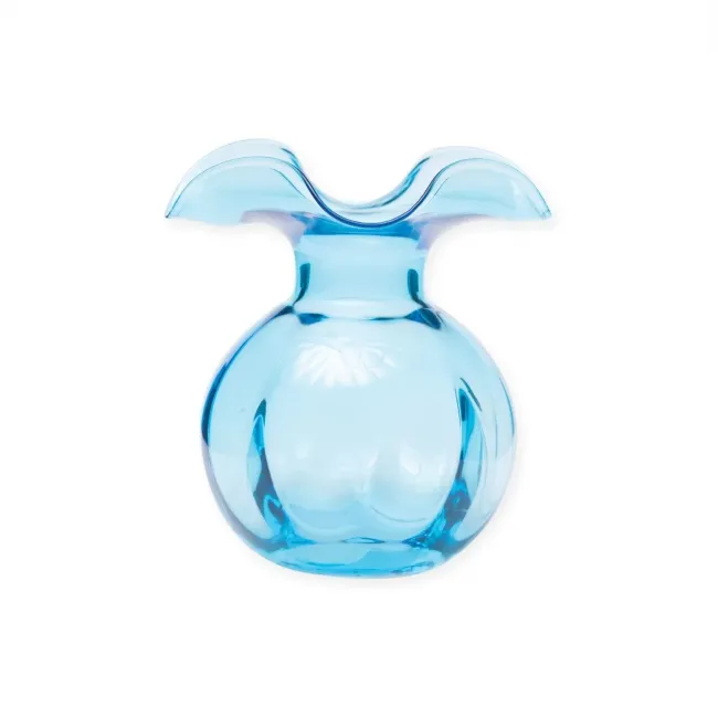Hibiscus Glass Aqua Bud Vase 5"D, 5.5"H