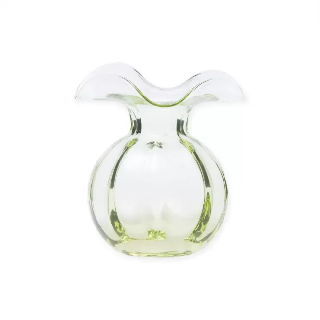 Hibiscus Glass Green Bud Vase 5"D, 5.5"H