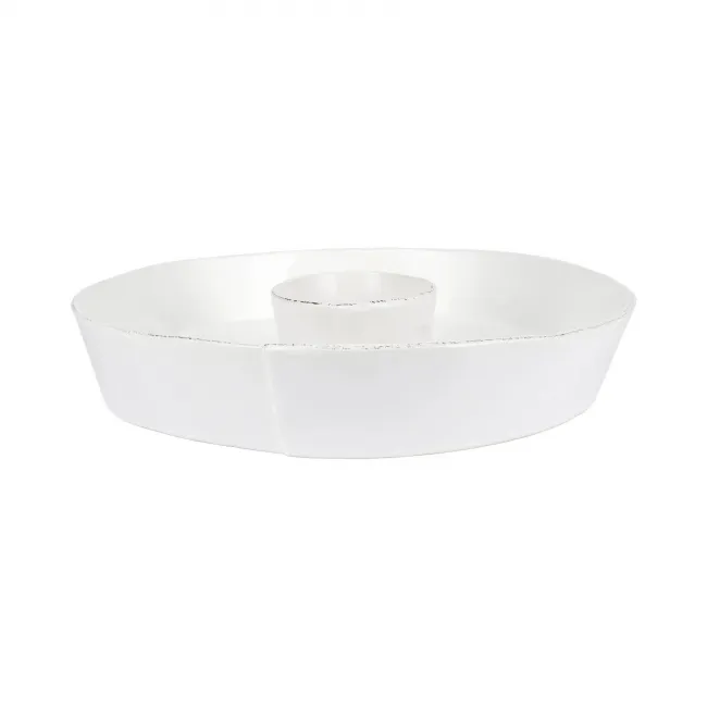 Lastra White Chip and Dip 13"D, 2.75"H