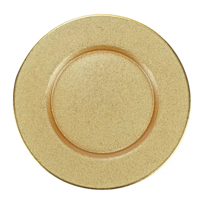 Metallic Glass Gold Service Plate/Charger 12.5"D