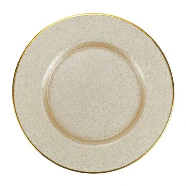 Metallic Glass Pearl Service Plate/Charger 12.5"D