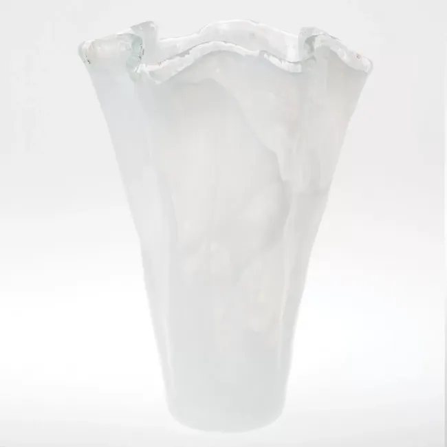 Onda Glass White Large Vase 10"L, 10"W, 13.5"H