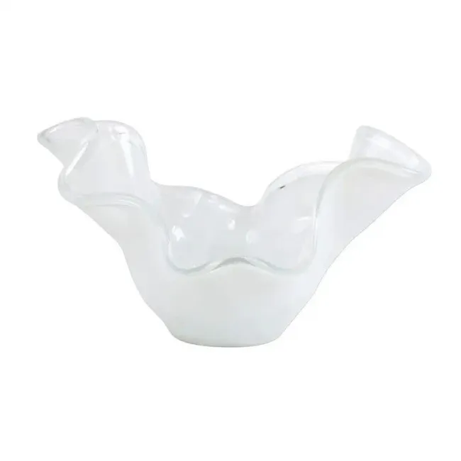 Onda Glass White Medium Bowl 12"L, 9"W, 7.5"H