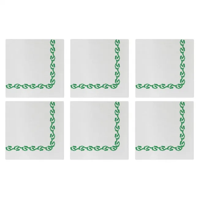 Papersoft Napkins Florentine Green Cocktail Napkins (Pack of 20) - Set of 6 5"Sq (Folded) 10"Sq (Flat)