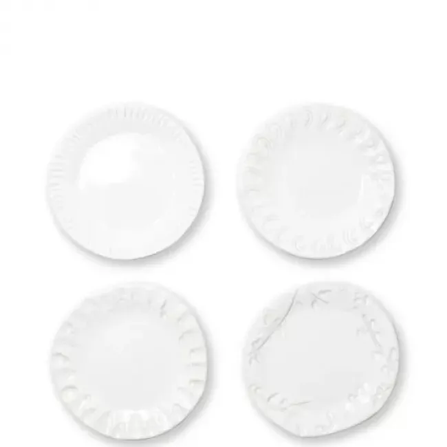 Incanto Stone White Assorted Canape Plates - Set of 4 6"D