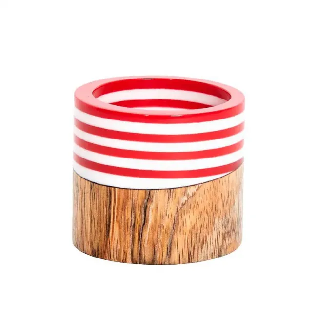 Wood & Resin Red/White Napkin Ring