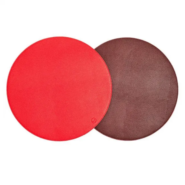 Round Reversible Red/Burgundy 15" Round Placemat