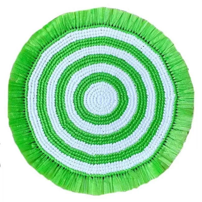 Woven Fringe Lime/White 16" Round Placemat