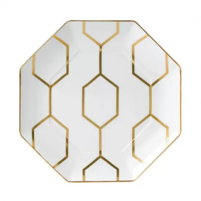 Gio Gold Octagonal Plate 23.4cm 9.2in White
