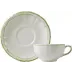 Filet Green Breakfast Cups & Saucers 13 Oz, 7" Dia, Set of 2