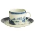 Blue Canton Tea Cup & Saucer Can Shape 2.25"H