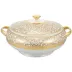 Tolede Gold White Soup Tureen Round 9.8 in.