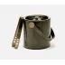 Nelson Gray Gloss Ice Bucket W/ Tongs Vellum Leather