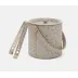 Witney Light Gray Ostrich Ice Bucket W/ Tongs Full-Grain Leather