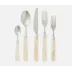 Colson Polished Silver/Ivory 5-Piece Set: Knife Dinner Fork Salad Fork Soup Spoon Teaspoon St