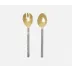 Harrison Silver Faux Bois/Polished Gold 2-Pc Serving Set (Serving Spoon, Serving Fork)