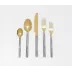 Harrison Silver Faux Bois/Polished Gold 5-Pc Setting (Knife, Dinner Fork, Salad Fork, Soup Spoon, Tea Spoon)