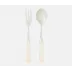 Colson Polished Silver/Ivory 2-Piece Serving Set Serving Spoon Serving Fork Stainless Steel/Acr