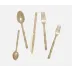 Liliana Polished Gold 5-Pc Setting (Knife, Dinner Fork, Salad Fork, Soup Spoon, Tea Spoon)