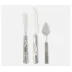 Lulu Polished Silver/Clear Gray Bamboo Set Of 3 Cheese Knives Stainless Steel/Acylic Boxed