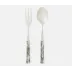 Lulu Polished Silver/Clear Gray Bamboo 2-Piece Serving Set Serving Spoon Serving Fork Stainless