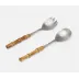 Zoya Matte Silver, 2-Piece Set: Serving Spoon, Serving Fork, Bamboo